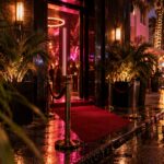 Miami South Beach nightclub VIP table and dance floor at night